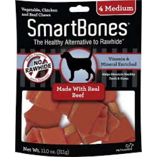 SmartBones Medium Bone Chews 5.5" - Beef 中型潔齒骨(牛肉味)  4 pack 